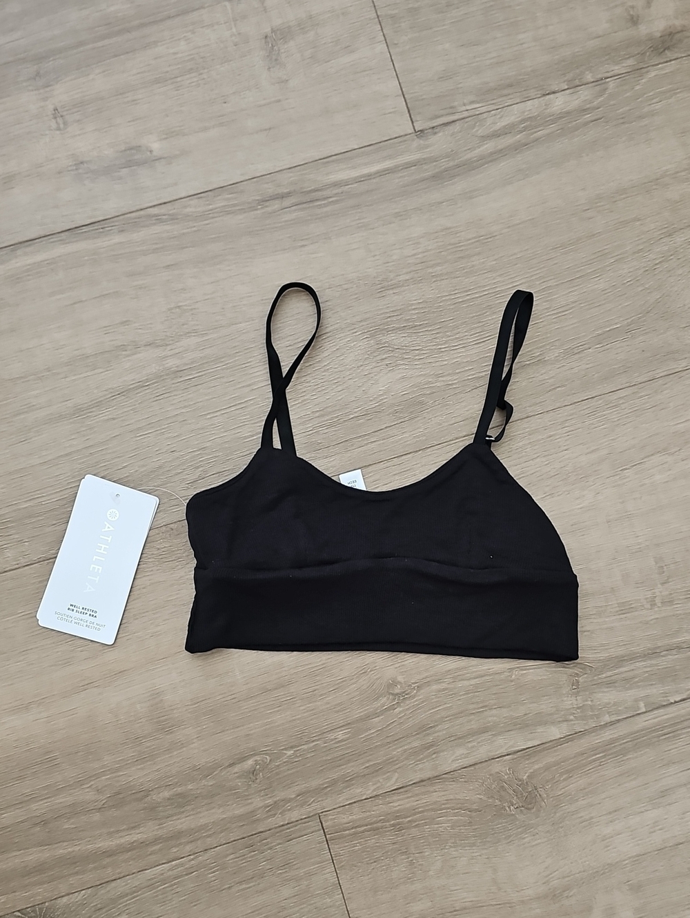 Athleta Well Rested Rib Sleep Bra Black Size XXS